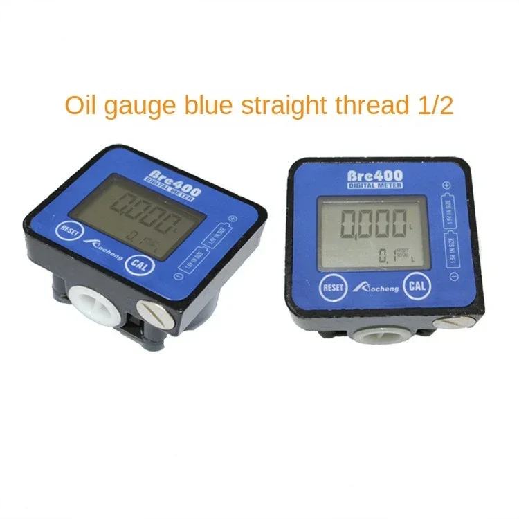 High Precision Electronic Digital Display Metering Oil Gauge Elliptical Gear Flow Meter Oil Hydraulic1/2 Gauge Blue Oil Gauge