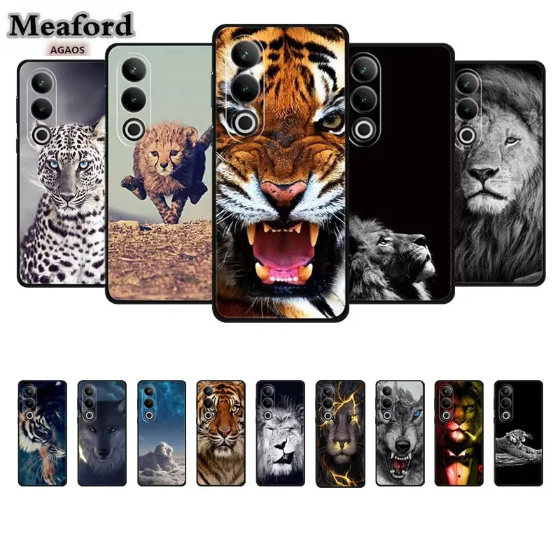 Luxury Phone Case for Oneplus Ace 2V Soft TPU Black Cover Oneplus Ace 3V Protective Animals Lion Wolf Fashion Coque Cool Funda