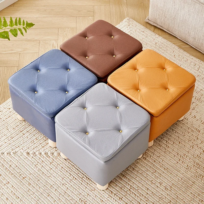 Storage Child Stool – Household Sofa Footstool, Living Room Tea Table Stool, Small Footstool for Shoes, Compact Storage Bench