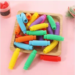 20Pcs Mini Colorful Pop Tubes Pipe Fidget Sensory Antistress Toys for Kids Birthday Party Favors Pinata Filler Goodie Bag