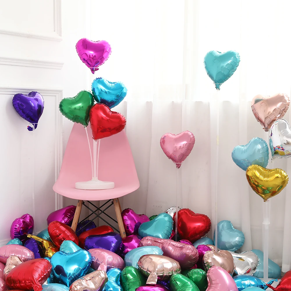 Globos de aluminio con forma de corazón para decoración, Multicolor de Metal para decoración de Globos de helio fiestas, bodas, Día de San Valentín,