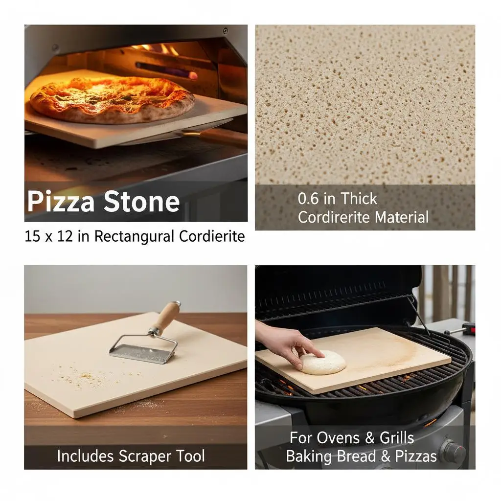 

Прямоугольная кордиеритовая плитка для выпечки 15 x 12 дюймов для кухонной духовки, выпечки хлеба, барбекю, гриля, толщиной 0,6 дюйма, с увеличенной поверхностью для приготовления.