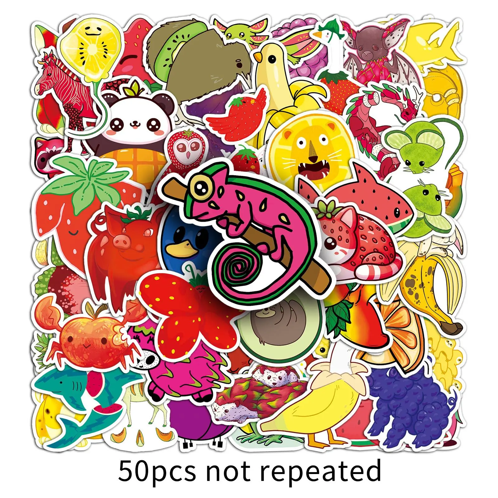 10/30/50PCS Creative Fruit Animals Cartoon Stickers Decal Decoration Suitcase Scrapbook Phone Laptop Stationery Cool Sticker