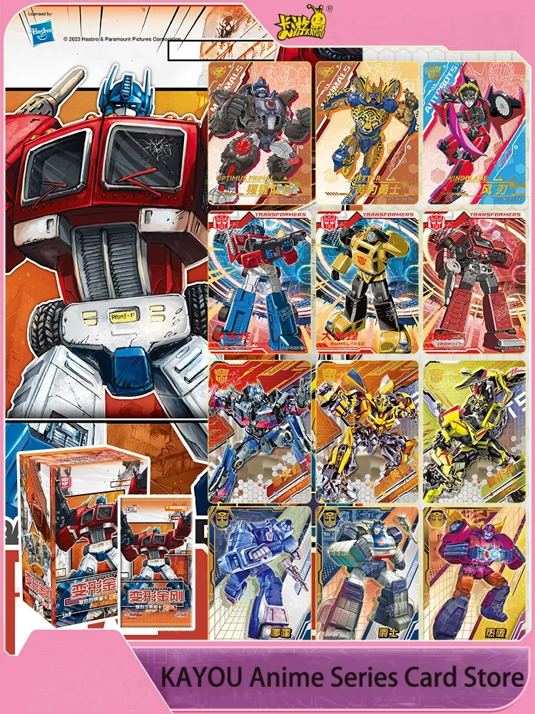 KAYOU Transformers Cybertron Game Collection Card Optimus Prime Bumblebee Robot Shining Card Anime Childer Trading Toys Gift