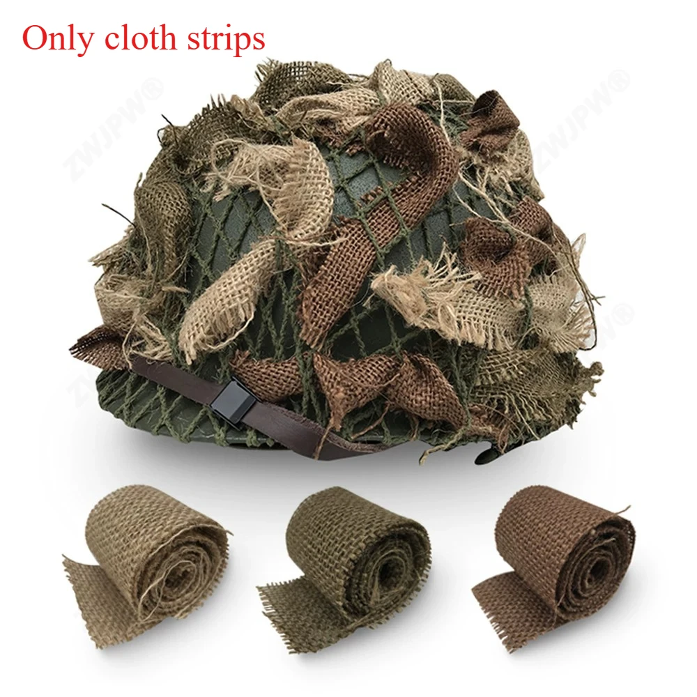 Three Pieces of Camouflage Linen Strips Suitable for Paratrooper Helmets