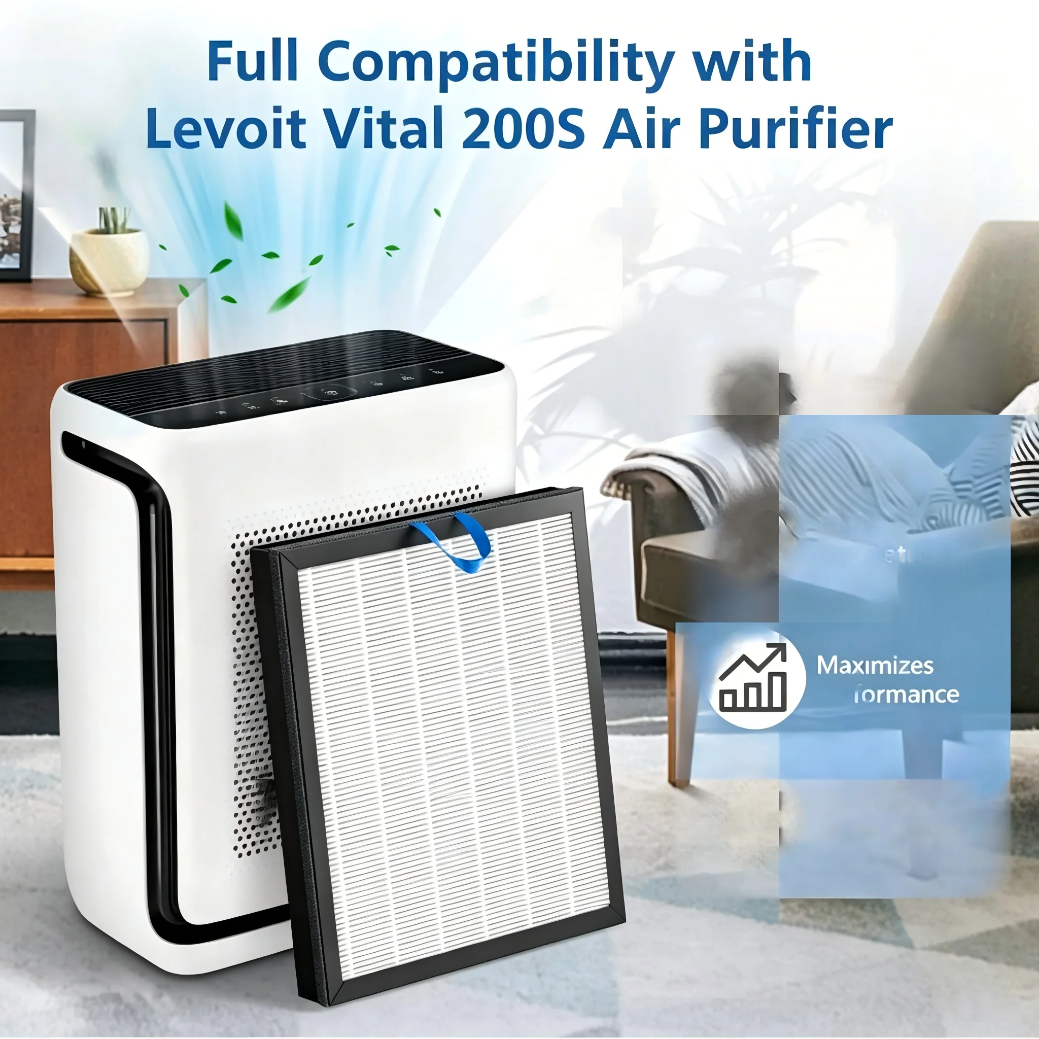 Replacement Filter For LEVOIT Vital 200S / Vital 200S-P Air Purifier HEPA Activated Carbon Filter Vital 200S-RF LRF-V201-WUS 2 P view 2