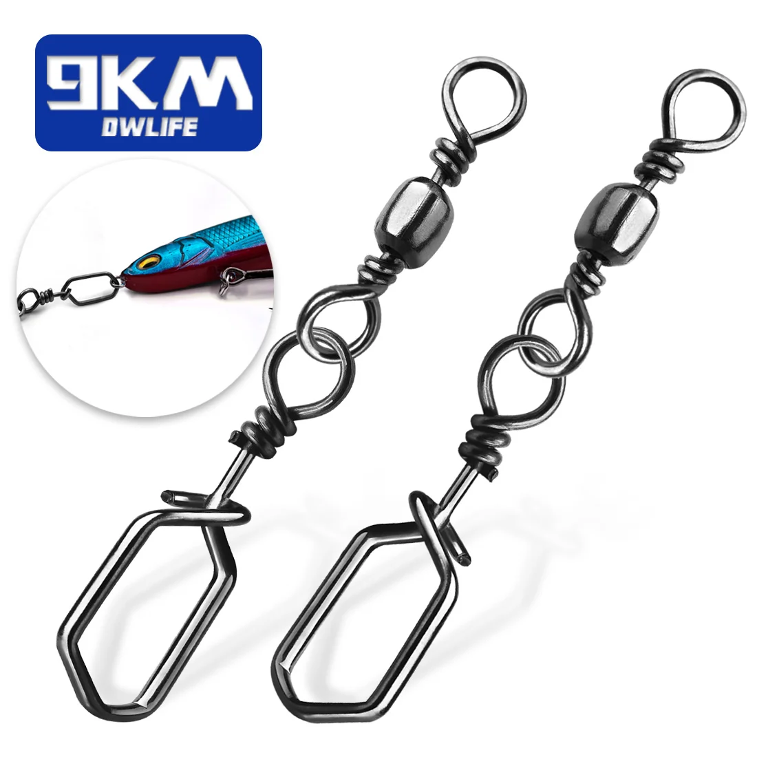 9KM 25Pcs Fishing Barrel Swivels Snap Coastlock Snaps Stainless Steel Fishing Swivel Interlock Clips Freshwater