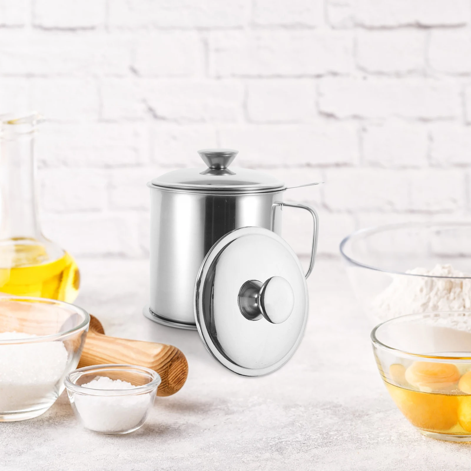 

Stainless Steel Seasoning Pot Multi-Use Oil Pot Cover Spill Proof Metal Lid For Cooker Pan Covers Kitchen Supplies Easy Clean