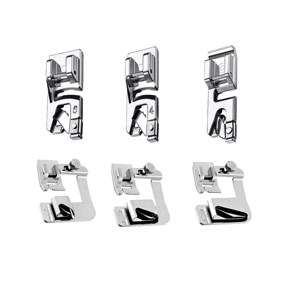 

Set Machine Feet Sewing Machine Foot Presser Feet Metal Sewing Presser Lock Rolled Hemming 4/8\