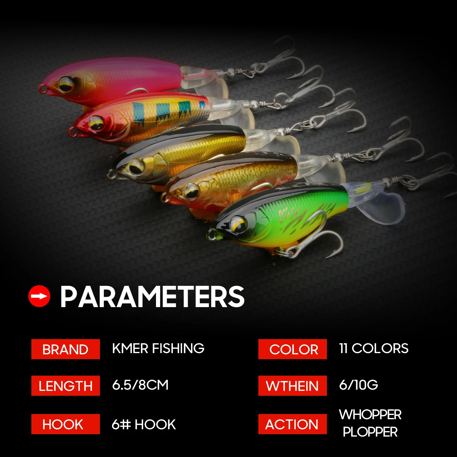 Kmer Topwater Whopper Plopper Popper señuelo de pesca Zander Pike, cebos de pesca giratorios, aparejos de pesca Crankbait Wobblers Propeller