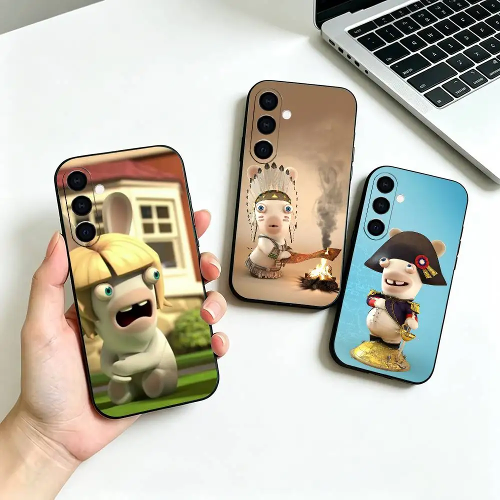 Cute HOZO Cynical Rabbit -t Black Soft Silicone Phone Case for Samsung Galaxy A73, A42, A72, A70, A53, A52, A51