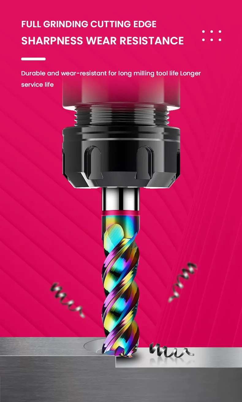 Shazam TGP-HRC60 3-flöten-farbkreis dlc-beschichtung wolfram stahl karbid aluminium flache end fräser cnc bearbeitung fräser – Detail 9