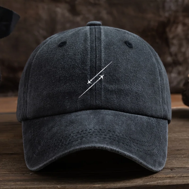 Adjustable Duckbill Baseball Cap with Airplane Print - Lightweight Unisex Hat Suitable for Outdoor, Aviation-Themed, Washable Du