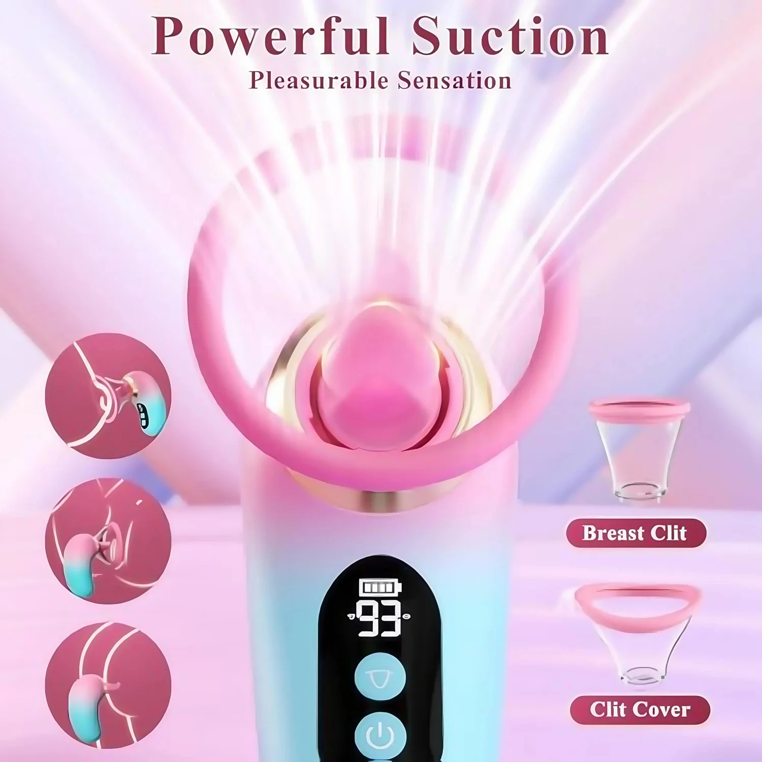 Mehrfarbig geformter 5-in-1-Vibrator für Frauen, 3 Zungenleckfunktionen, LCD-Display, abnehmbarer Klitorisstimulator, Sexspielzeug für Erwachsene