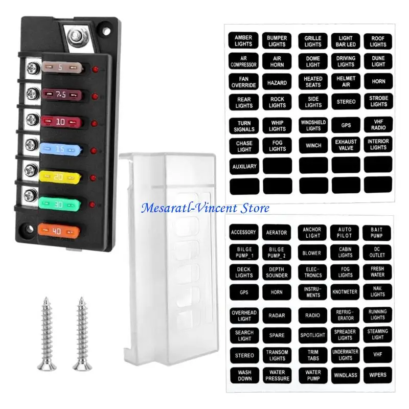 

A70F 6 Way Auto Circuit Box With Illuminated Display Waterproof Blade Connection For Vehicle Boat