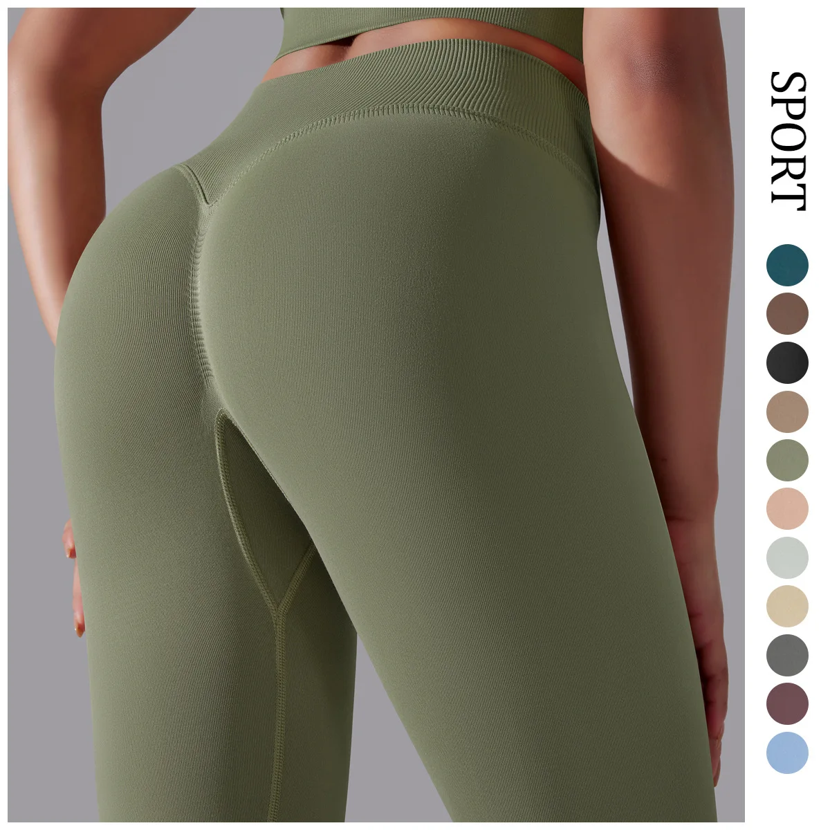 

New Solid Color High Waisted Peach Buttocks Fitness Yoga Pants Summer Gym Breathable Fitness Sports Yoga Leggings