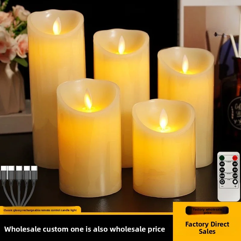 LED Charging Electronic Candle Christmas Halloween Atmosphere  Arrangement Props Remote Control Electronic Candle Light