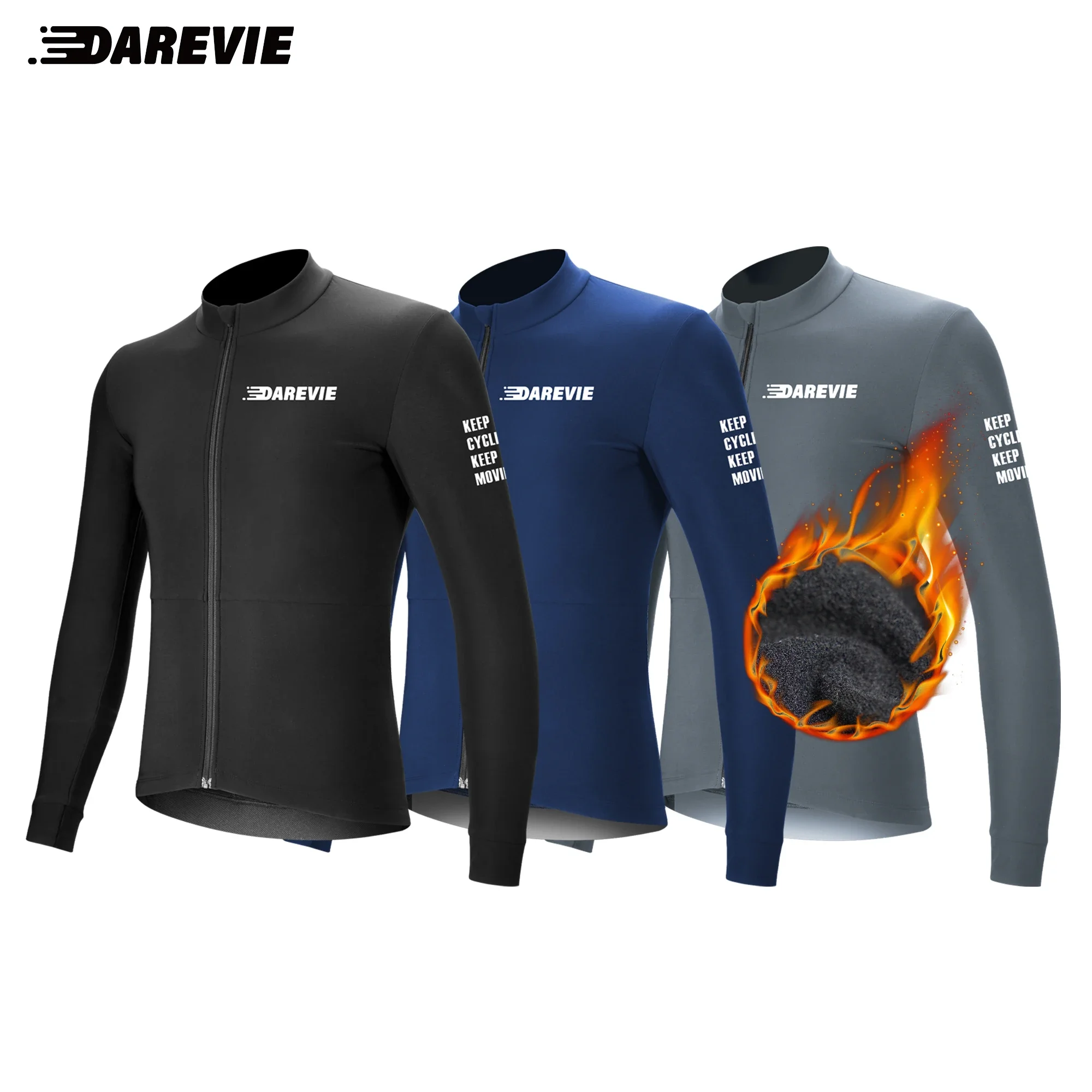 

DAREVIE Cycling Sweater Winter Thermal Polar Cycling Sweater Men Long Sleeves Hot Soft Brushed Breathable Cycling Clothing
