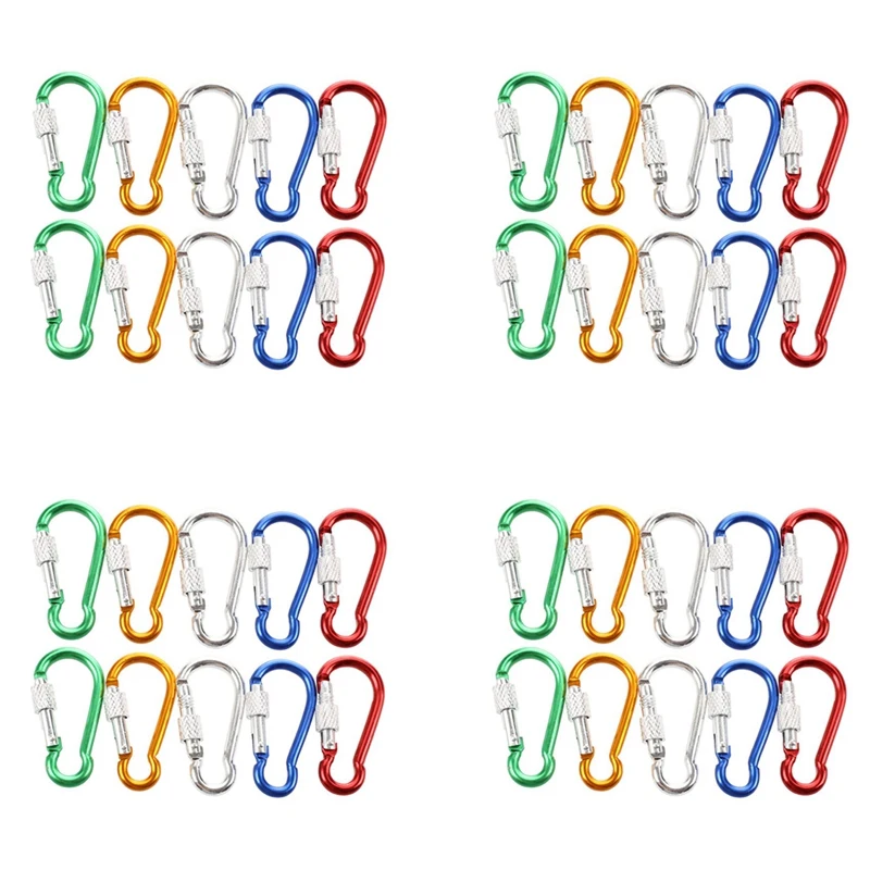 40Pcs Assorted Color Aluminum Alloy Carabiner Clip Hook Bottle Holders