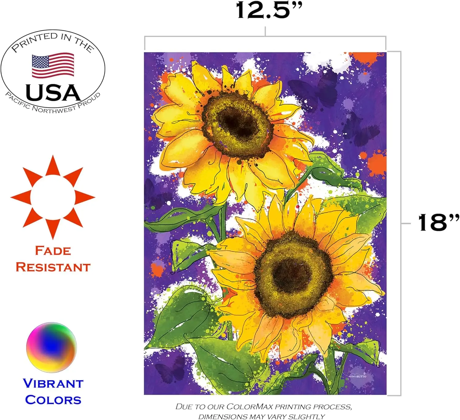 Toland Home Garden 1112573 Painted Sunflowers Fall Flag 12x18 Inch Double Sided for Outdoor Flower House Yard Decoration