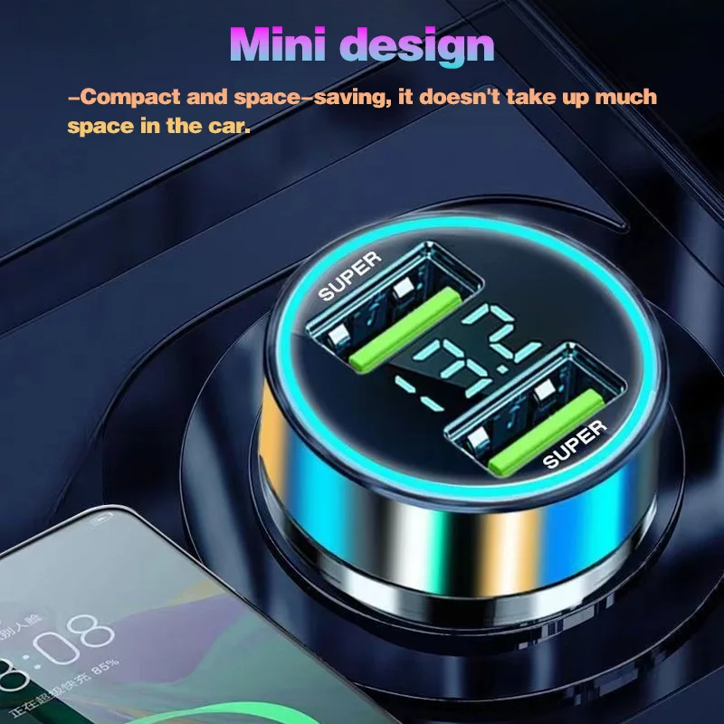Chargeur de voiture numérique 240W 2 ports USB, tension en temps réel, QC3.0 PD50W, chargeur super rapide pour téléphones, adaptateur allume-cigare de voiture