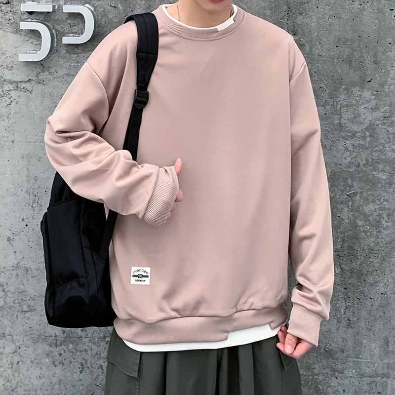 

Spring and Autumn New Fashion Men's Solid Color Casual Sweatshirts Long Sleeve O-Neck Loose Style Male Sweatshirts