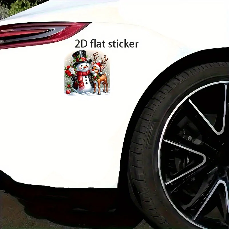 Snowman Reindeer Sticker 2D Vinyl Decal Sparkly Christmas Car Laptop Phone Window Wall Glass Ceramic Metal Decoration