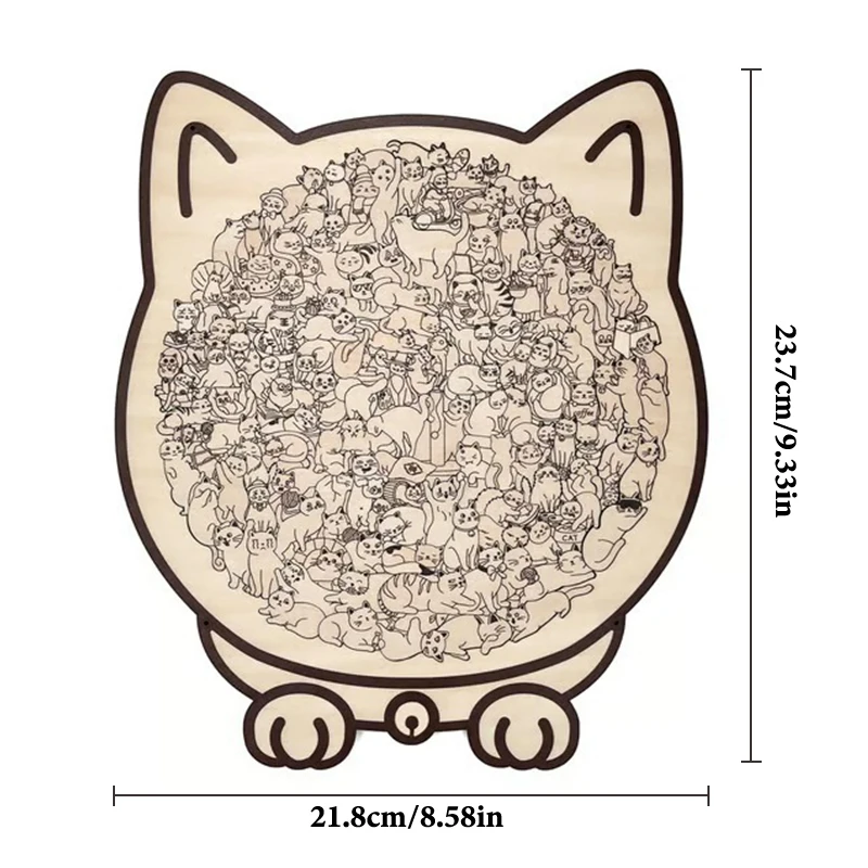 Puzzle in legno a forma di gatto di colore Morandi da 135 pezzi Pezzi di animali a forma di gatto irregolari per la decorazione domestica e regali di giochi per feste