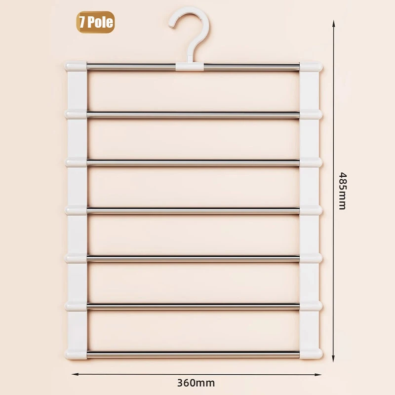 1 STKS Rvs Broekhanger Magic Opvouwbare Broekrek Voor Bespaar Garderobe Ruimte Ladder Hangers Closet Organizer - afbeelding 1