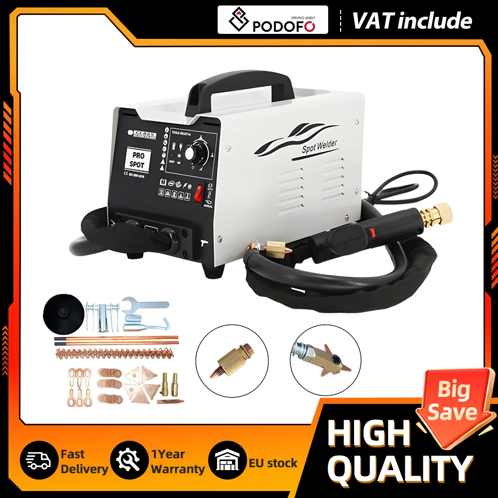 Podofo Spot Dent Puller 220V Multifunctionele puntlasapparaat 6 standen voor auto- en plaatwerkreparatie voor auto- en vrachtwagen carrosserie reparatie