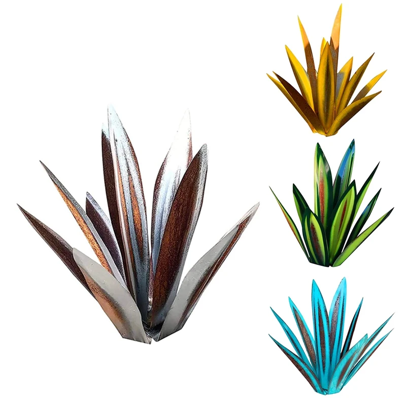 

13.7Inch Tequila Rustic Sculpture, DIY Hand Painted Metal Agave Plants,Outdoor Garden Lawn Ornaments