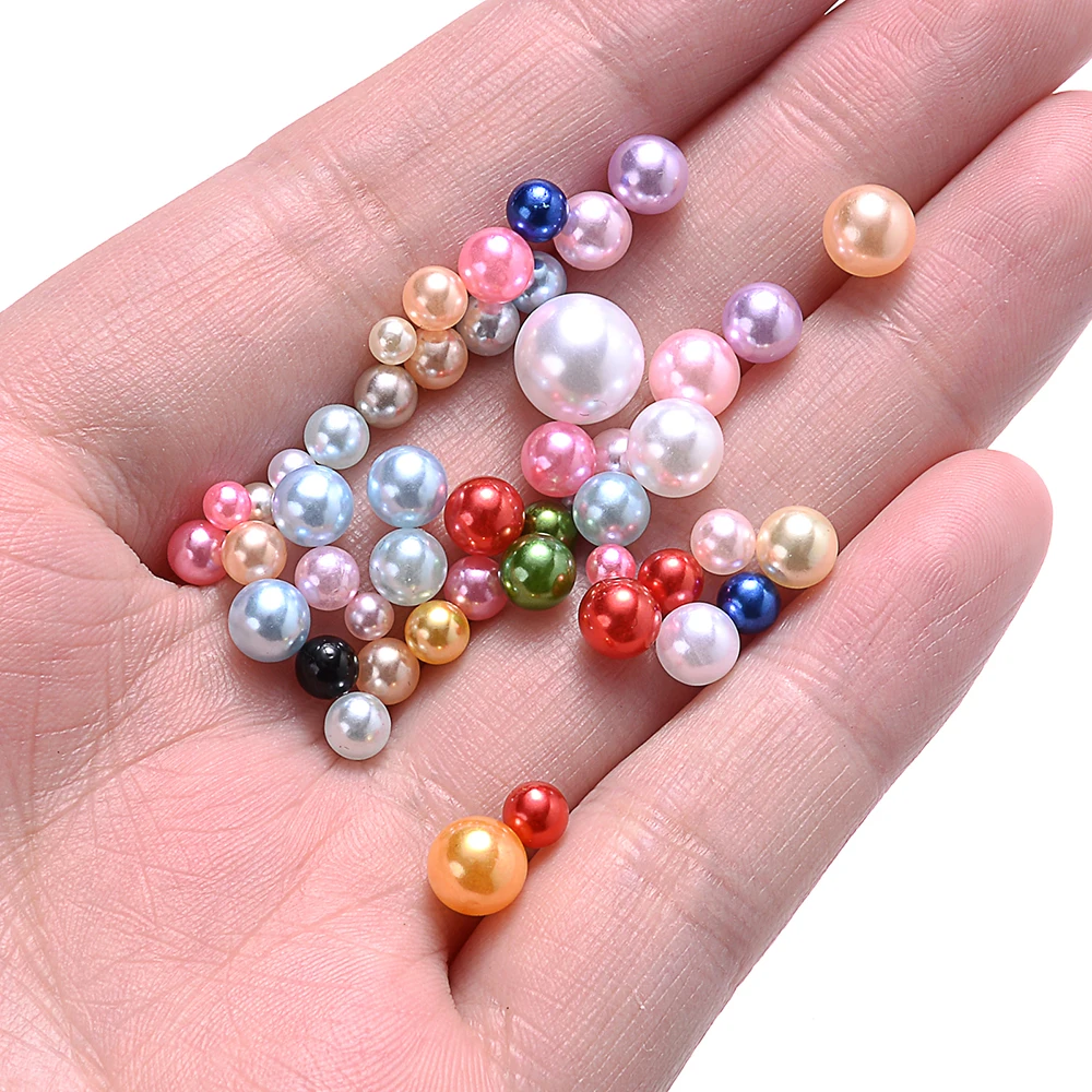 iYOE 1.5-5mm 12g Mix Size ABS Imitation Pearl Beads Acrylic Macaroon Round Beads For DIY Craft Home Decor (no hole)