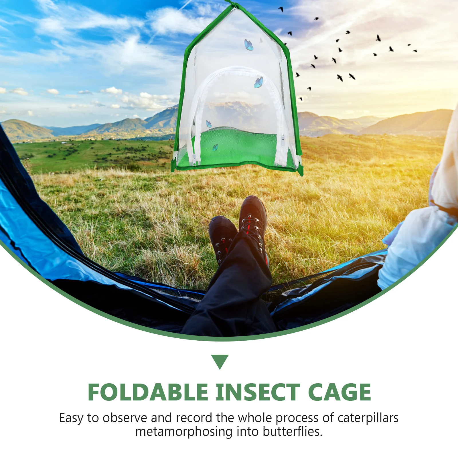 

1PC Insect Cage Polyester Mesh Visible Breathable Butterflies Habitat Cage for Observation Breeding Outdoor Biology