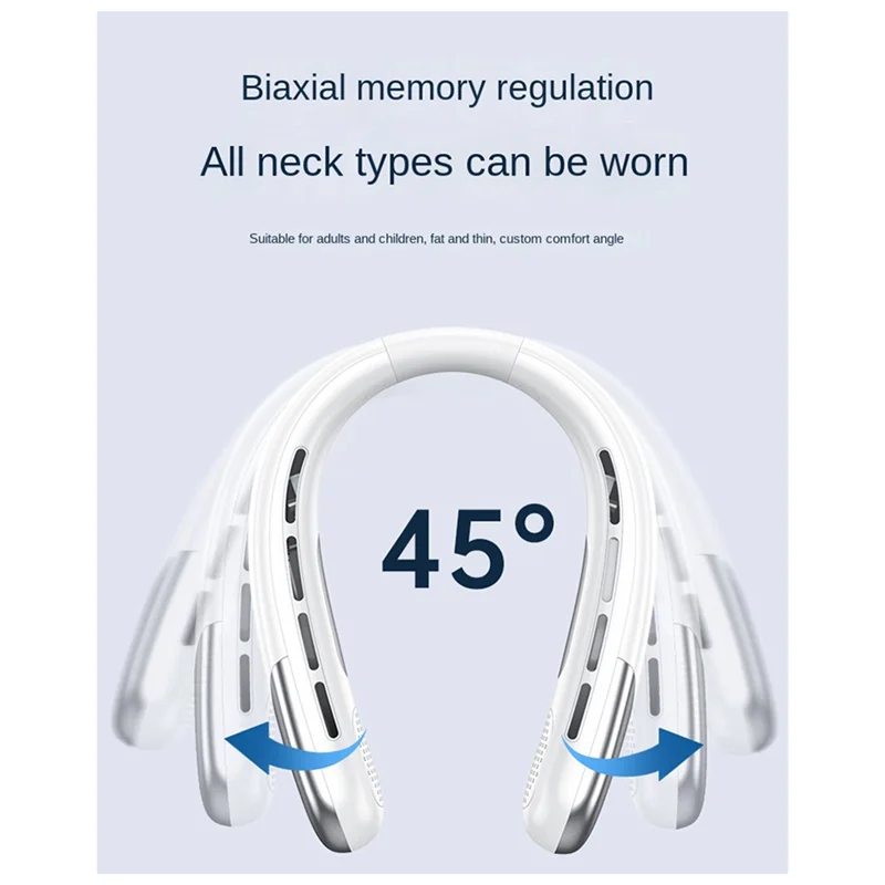 

T24C Портативный шейный вентилятор, перезаряжаемый — безлопастной подвесной вентилятор емкостью 3000 мАч, охлаждающий вентилятор-кулер, простая установка, простота в использовании Bl