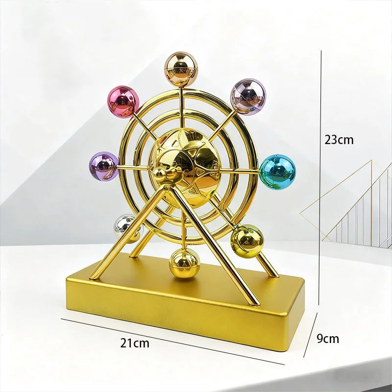 Luxury Gold Metal Kinetic Ferris Wheel Ornament - Desk Stress Relief Rotating Figurine - Modern Home & Office Decor Gift - view 6