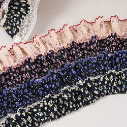 1yard chiffon bud edge small floral folds lace 4.5cm accessories dress DIY clothing decoration
