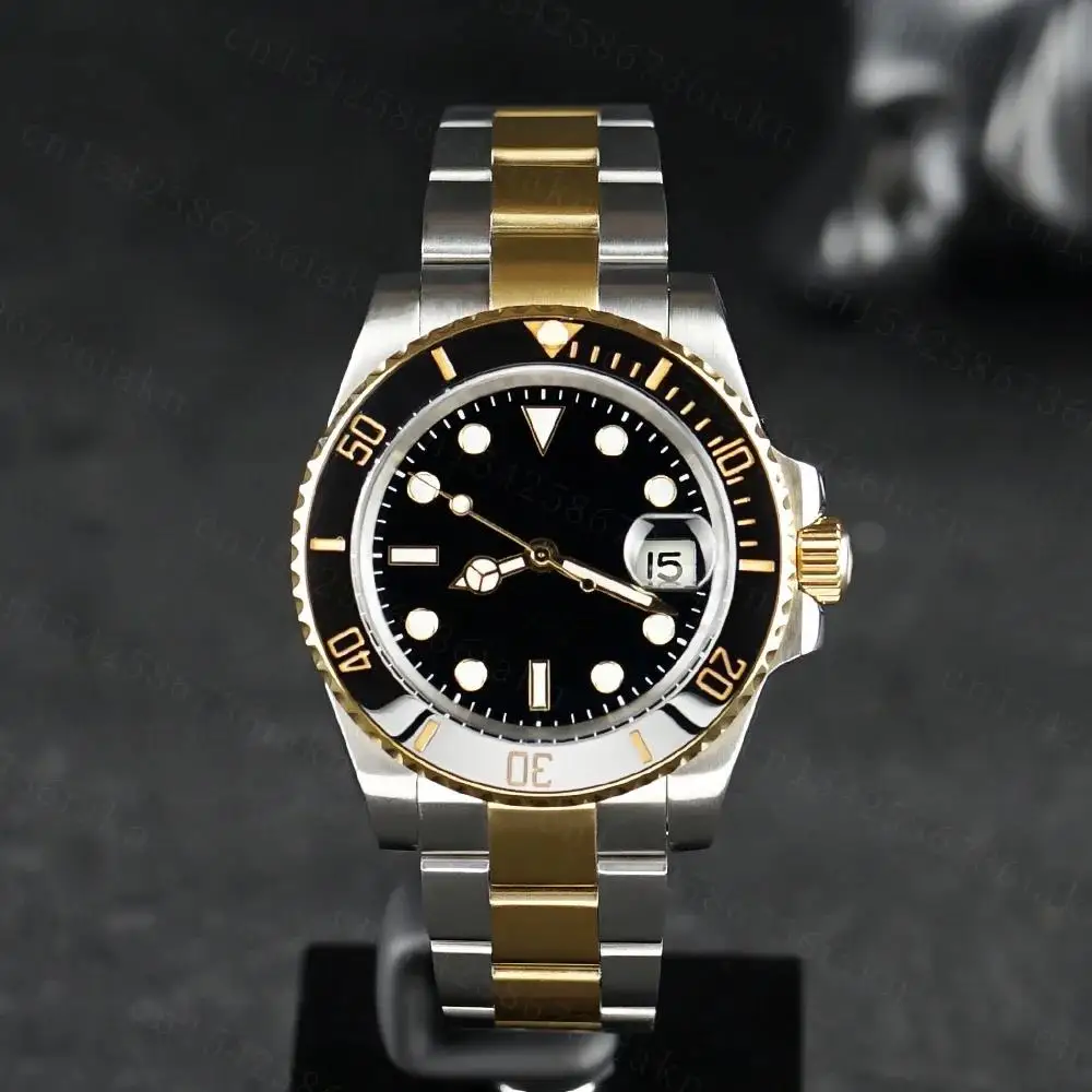 Роскошные мужские автоматические механические часы, браслет из нержавеющей стали, серебро, золото, черный, синий, керамика, водонепроницаемые, 40 мм, сапфировое стекло
