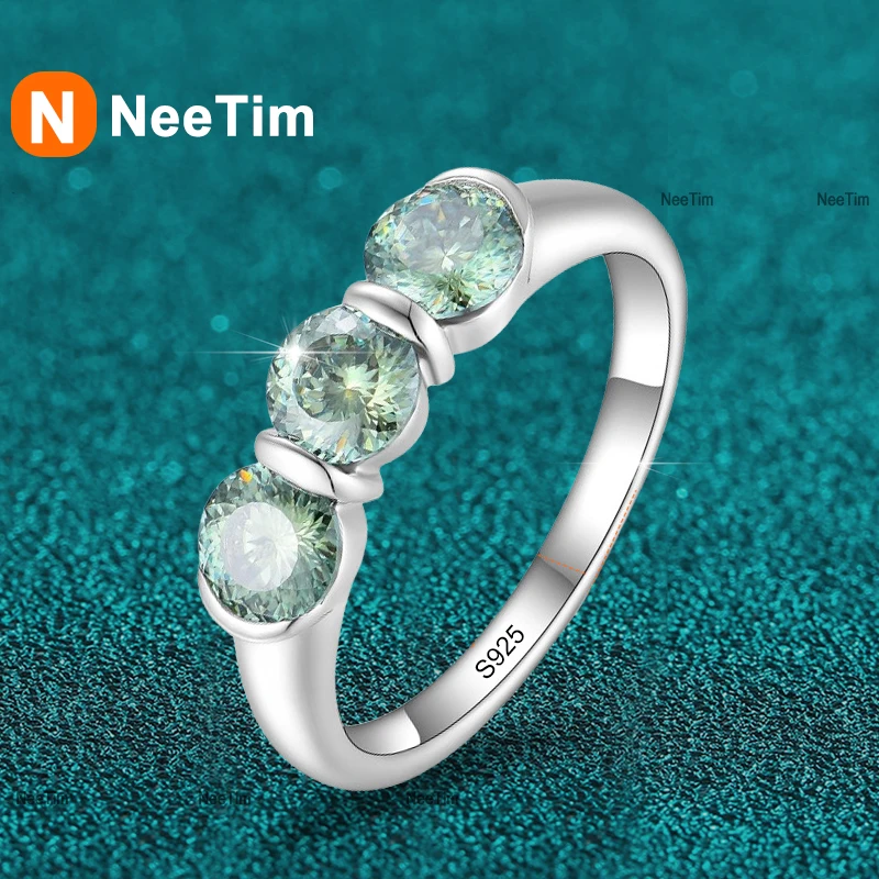 

NeeTim 0.5ct Full Mossanite Rings for Women 925 Silver Original with Gold Plated Jewelry Ladies Band Women's Ring Trend 2025