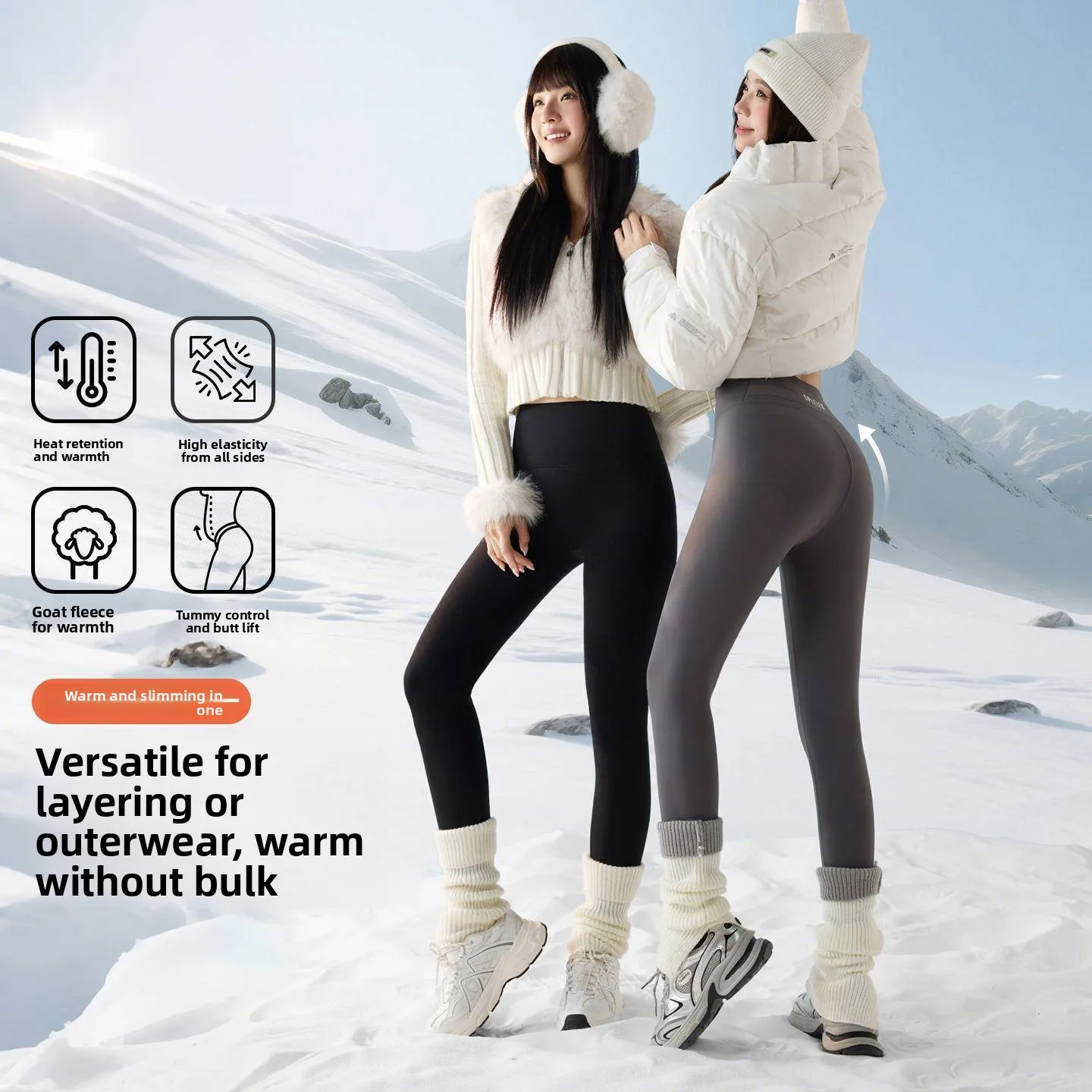 กางเกงโยคะเอวสูงบุซับในสำหรับผู้หญิง รุ่นใหม่ กระชับหน้าท้อง ใส่เป็นชั้นในออกกำลังกาย  สำหรับฤดูใบไม้ร่วงและฤดูหนาว ปี 2025  ใส่เป็นเสื้อคลุมด้านนอกได้