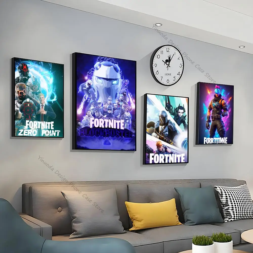 1pc F-Fortnites Game Poster Good Quality Prints And Posters Vintage Room Home Bar Cafe Decor Aesthetic Art Wall Painting