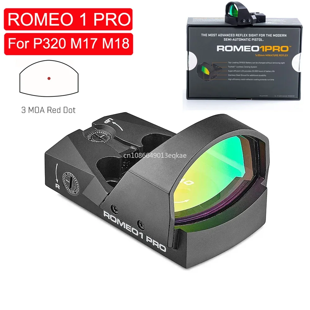 Original ROMEO 1 PRO 1x30mm 3 MOA Red Dot Sight Compact Open Reflex Sights with Protective Shroud Compatible with P320 M17, M18