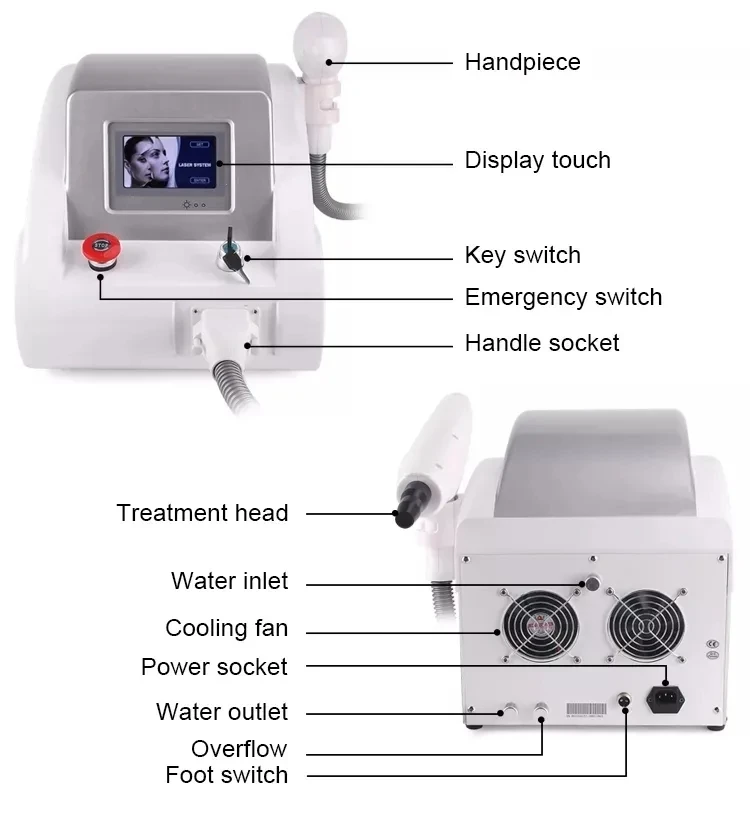 New Hot Sale Q Switched Nd Yag Laser Therapy Machine Tattoo Removal Machine Wrinkle Remover Peeling Carbon Beauty Salon Beauty