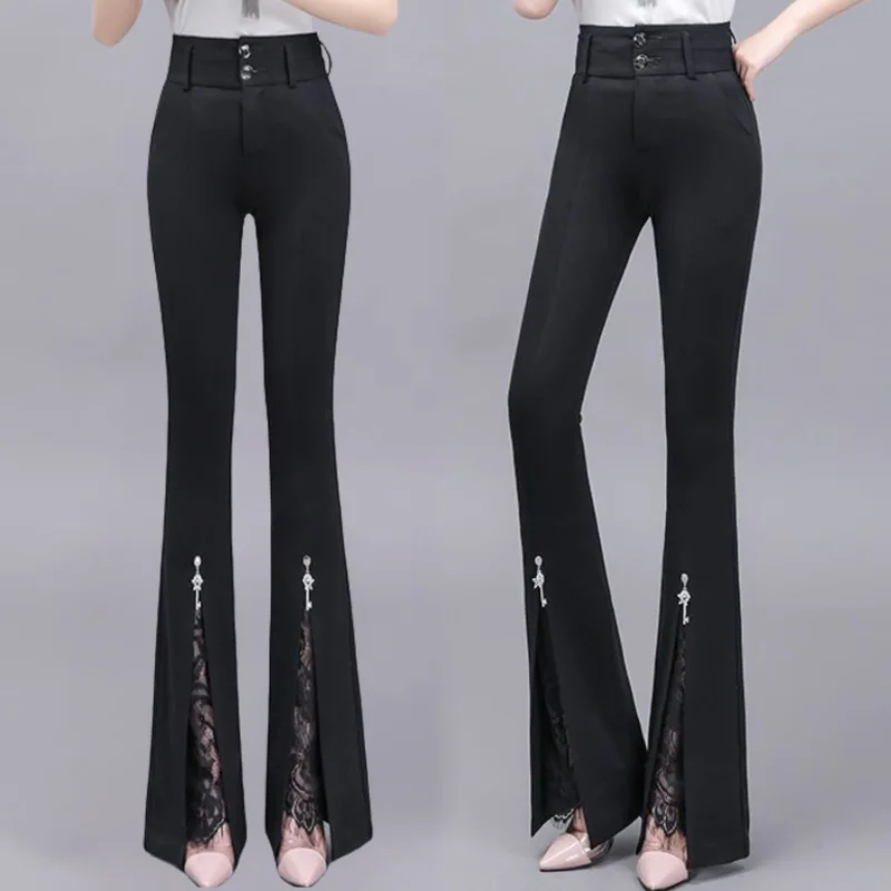 Pantalon taille haute pour femmes, couleur unie, élégant, Design Slim, tendance, Streetwear, coupe botte, Style français, assorti avec tout, Simple, TT1017