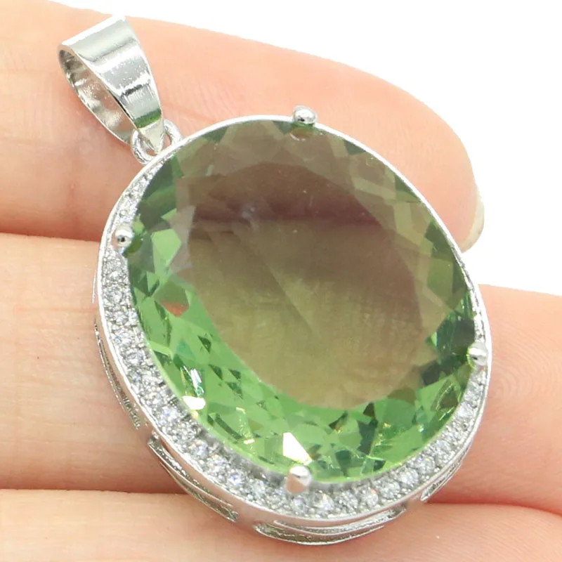 

Buy 5 Get 1 Free 34x21mm Awesome Big Gemstone Smoky Topaz Blue Aquamarine Green Amethyst Women Dating Silver Pendant