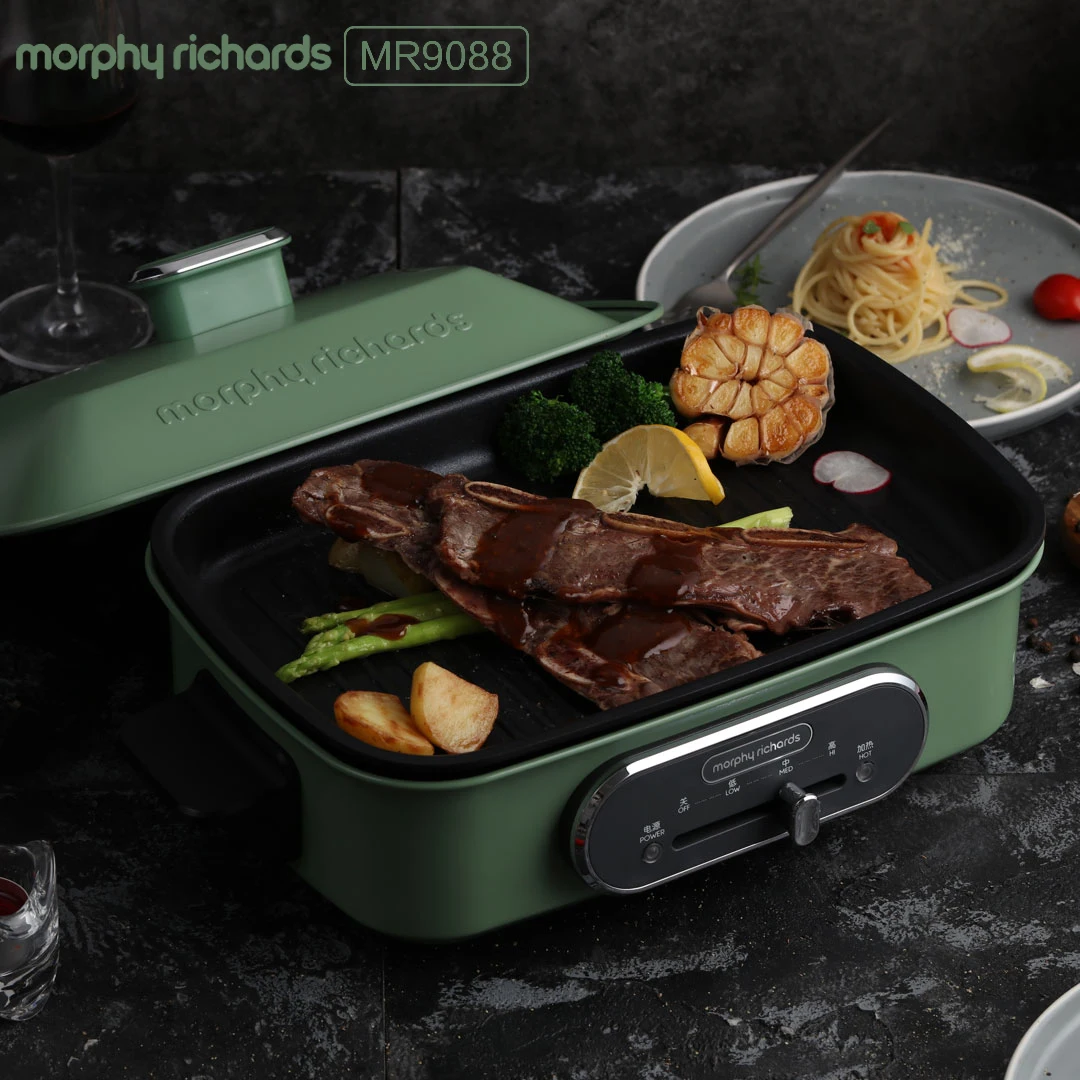 Morphy Richards 다기능 냄비, 전기 그릴 주방 가전, 전기 핫 바베큐 냄비, 1400W, 2.5L 