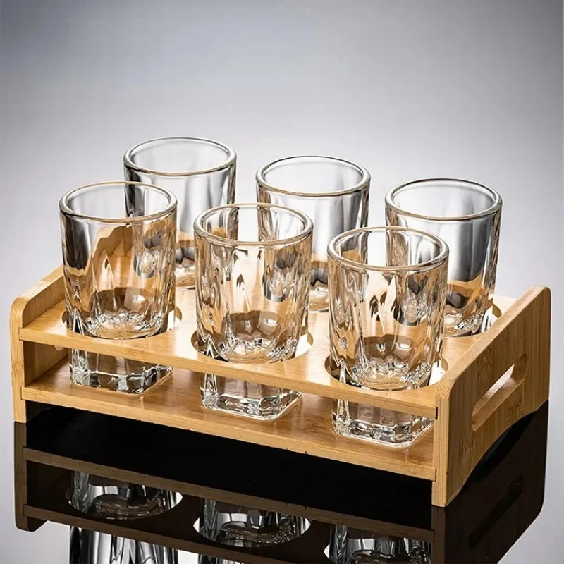 Heavy Base Shot Glass Cups Square Design Drinking Glasses Cups Shot Glass Tumbler Set Whiskey Beer Glass Cup Bar Tool