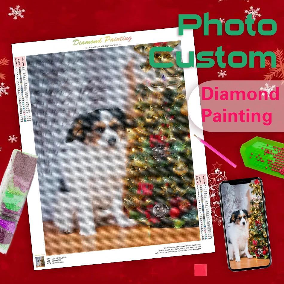 

CHENISTORY Customizable Diamond Mosaic Pet portrait Photo Diamond Painting Full Square Round Decoration Living Room Gifts