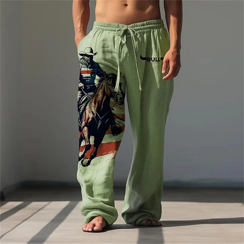 Herren-Freizeithose mit 3D-Linien-Print, entspannter Schnitt, weites Bein, lockeres Design mit Kordelzug für bequemes und atmungsaktives Tragen. – Detail 16