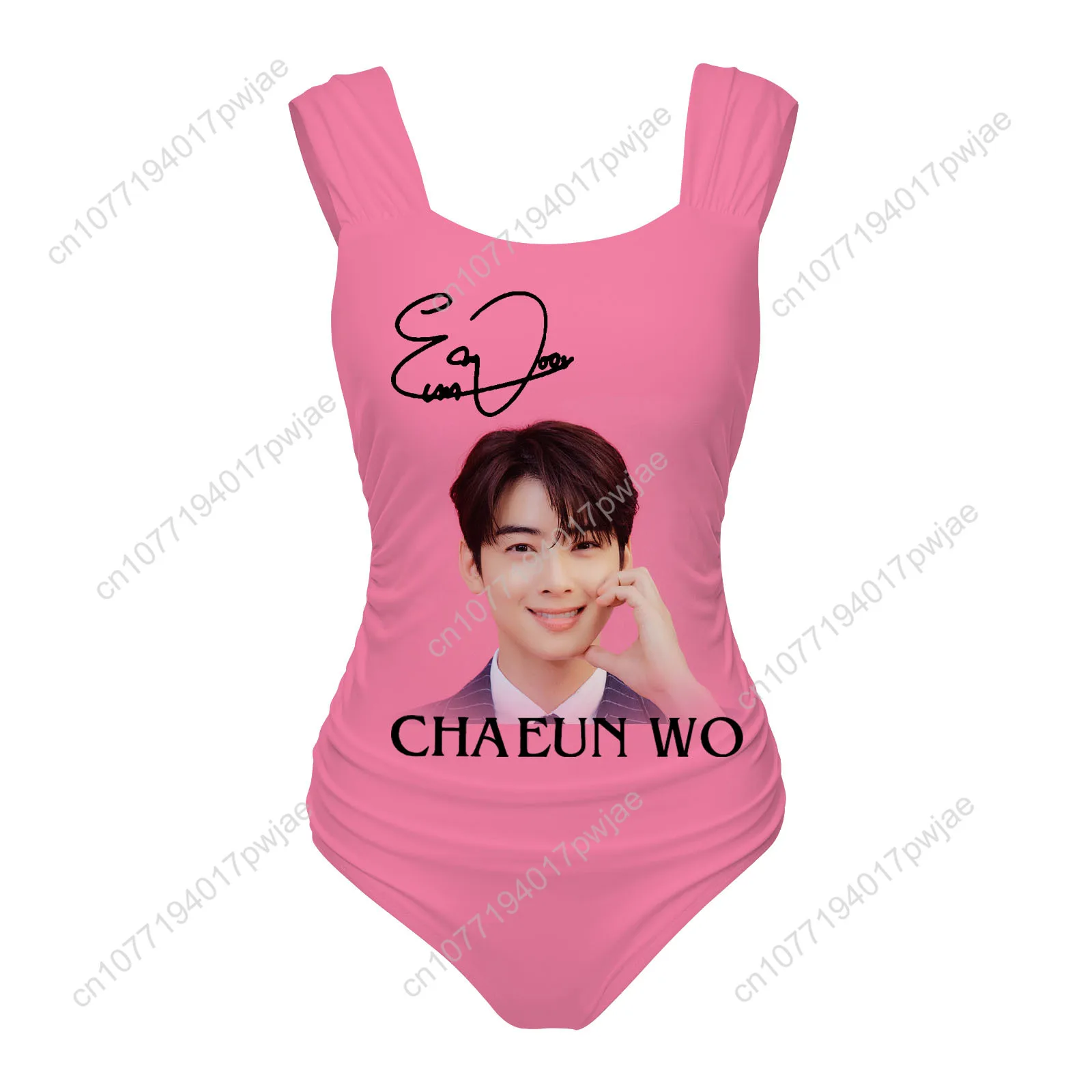 KPOP ชาอึนอูวันพีซชุดว่ายน้ำสายรัดกว้างผู้หญิงชุดว่ายน้ำชุดว่ายน้ำปาร์ตี้ริมสระน้ำชายหาดเซ็กซี่บิกินี่ปรับแต่งชุดชายหาด
