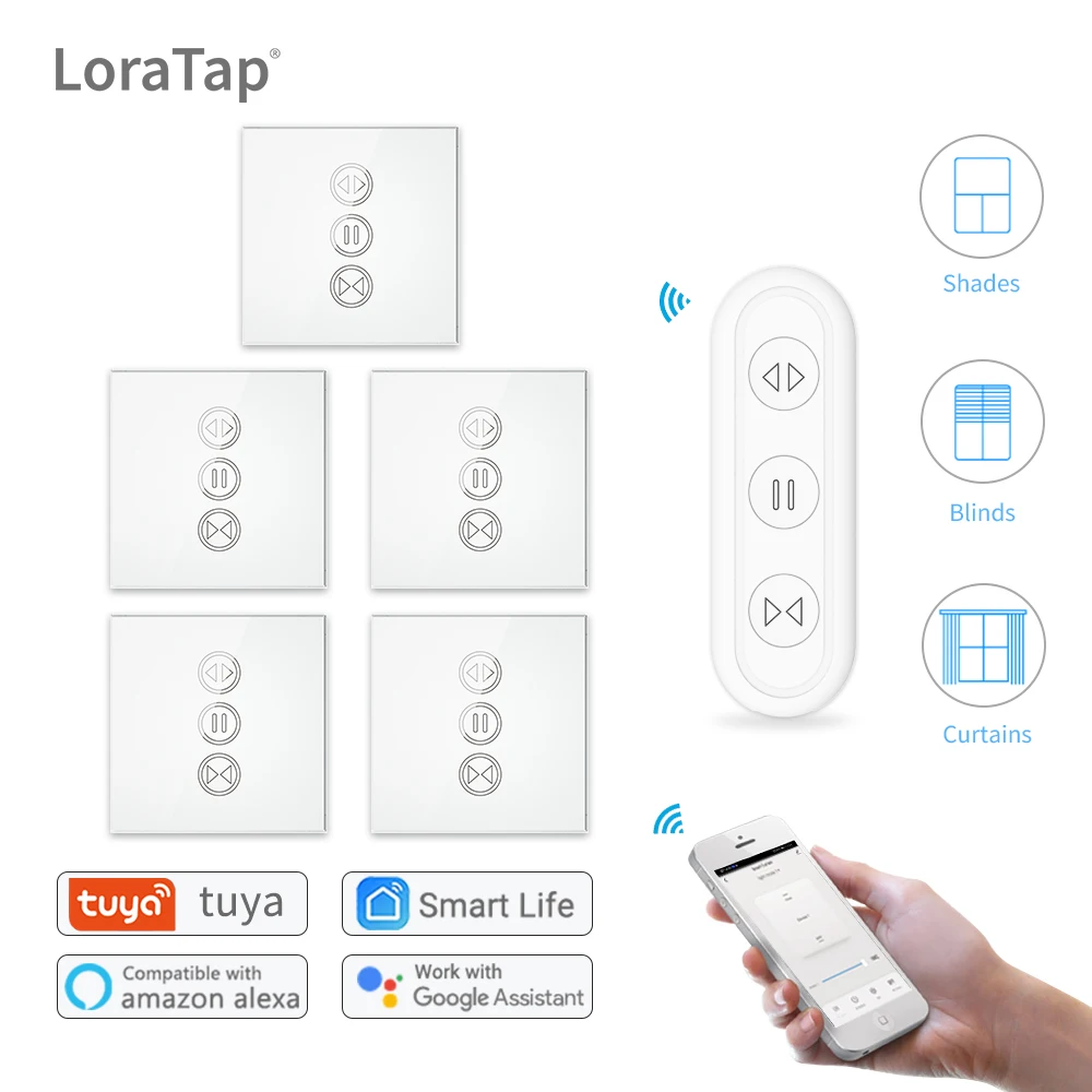 Tuya-Joli de rideau intelligent, télécommande, moteur de volet roulant, RF + WiFi App, minuterie Google Home, Alexa Echo Smart Home